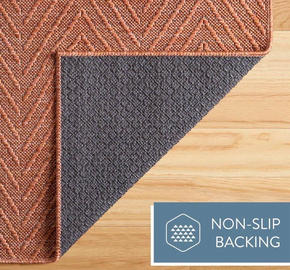 OPEN BOX NEW TOWN & COUNTRY BASICS Pax Herringbone Textured Solid Everwash® Washable Area Rug, Low Pile, Non-Slip Backing, Easy Clean Pet & Family Fri