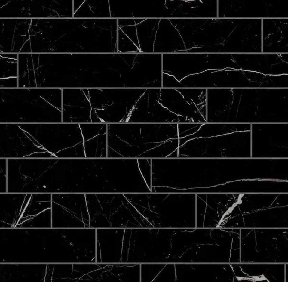 Open Box Corso italia Impero Black 3 in. x 12 in. Marble Look Porcelain Floor and Wall Tile (3.39 sq. ft. /Case)