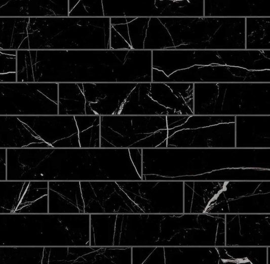 Open Box Corso italia Impero Black 3 in. x 12 in. Marble Look Porcelain Floor and Wall Tile (3.39 sq. ft. /Case)