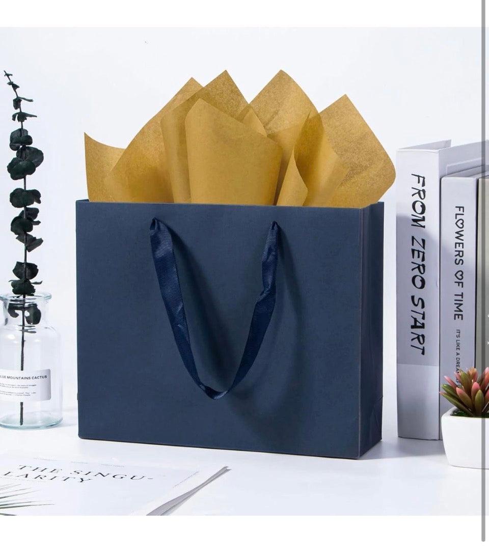 New Umoonfine Navy Blue Gift Bags 12 Pack, 10.6x3.1x8.6 inches Navy Blue Shopping Bags Gift Wrap Bags Reusable Kraft Navy Blue Paper Bags with Handles