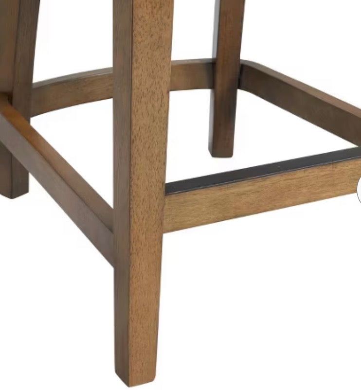 Ellie Counter Height Barstool with Back Brown - Alaterre Furniture: Upholstered Swivel, Rubberwood Frame