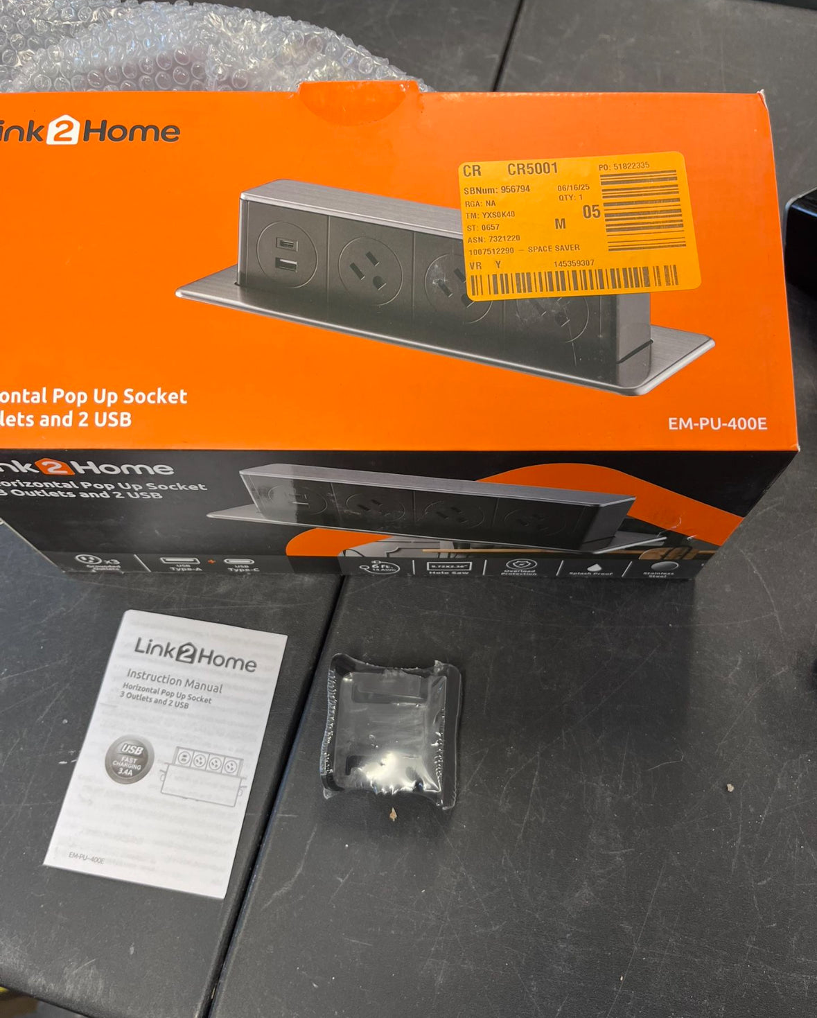 Link2Home 3-Outlets Space Saver Pop Up Socket, Receptacle Power
