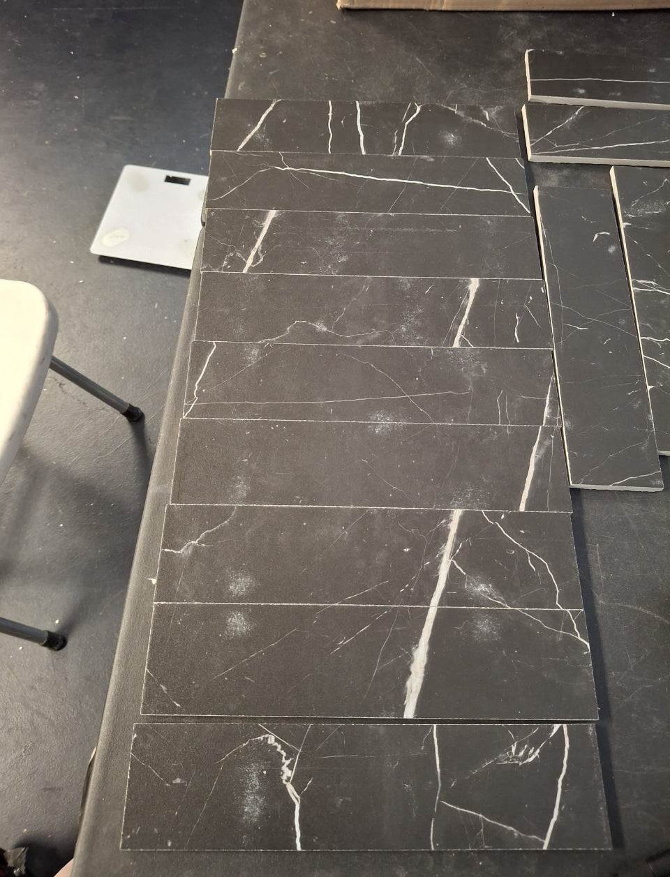 Open Box Corso italia Impero Black 3 in. x 12 in. Marble Look Porcelain Floor and Wall Tile (3.39 sq. ft. /Case)