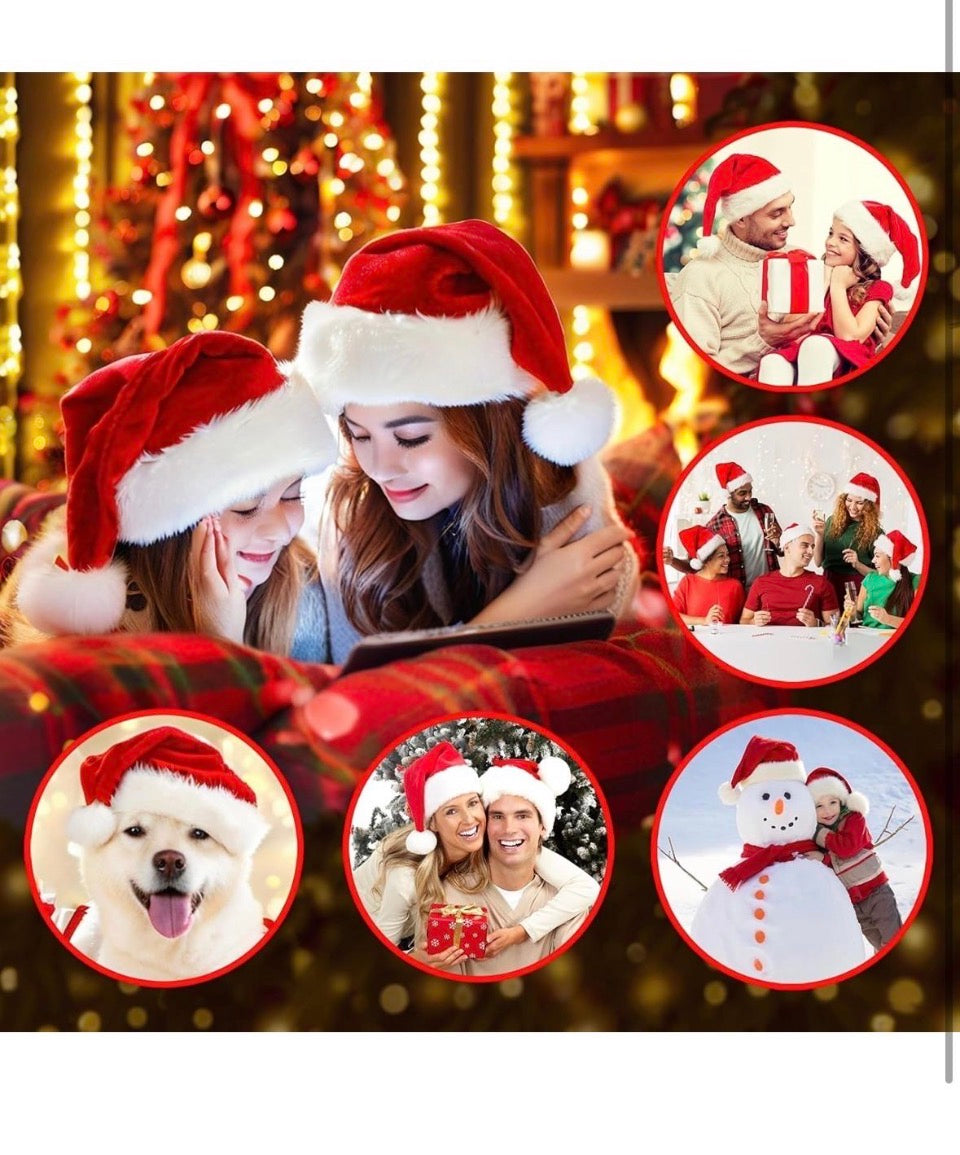 New TCJJ Santa Hat for Adult Christmas Hats Unisex Holiday Velvet Double Layer Comfort Xmas Hat for New Year Festive Party