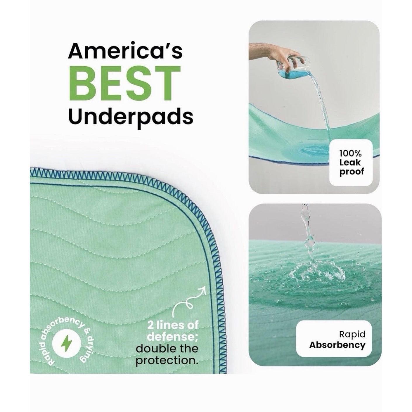 IMPROVIA 18 x 24" Heavy Absorbency Reusable Incontinence Pads for Adults - 4 pk
