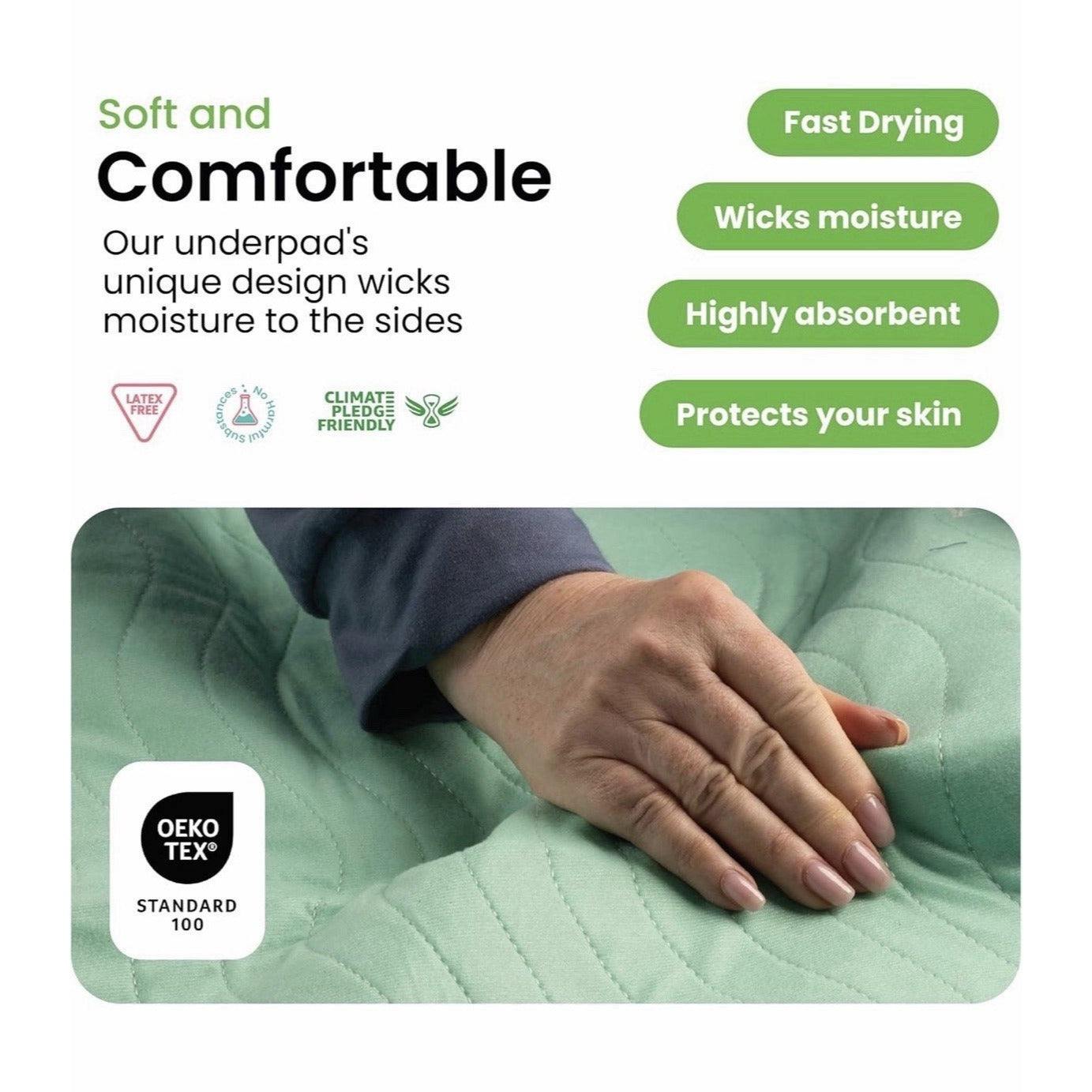 IMPROVIA 18 x 24" Heavy Absorbency Reusable Incontinence Pads for Adults - 4 pk