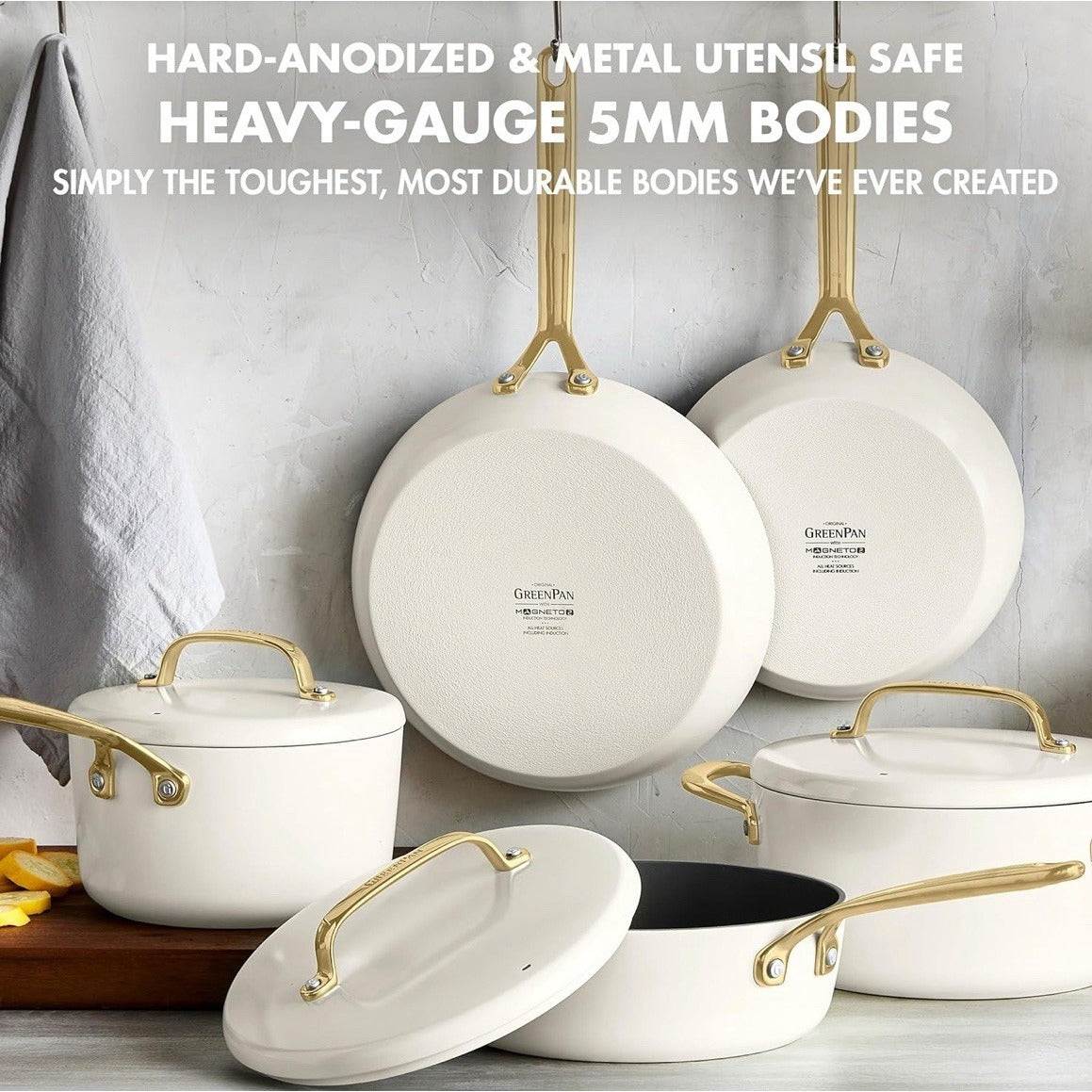 GreenPan GP5 14 Piece Cookware Pots and Pans Set, Hard Anodized Healthy Ceramic