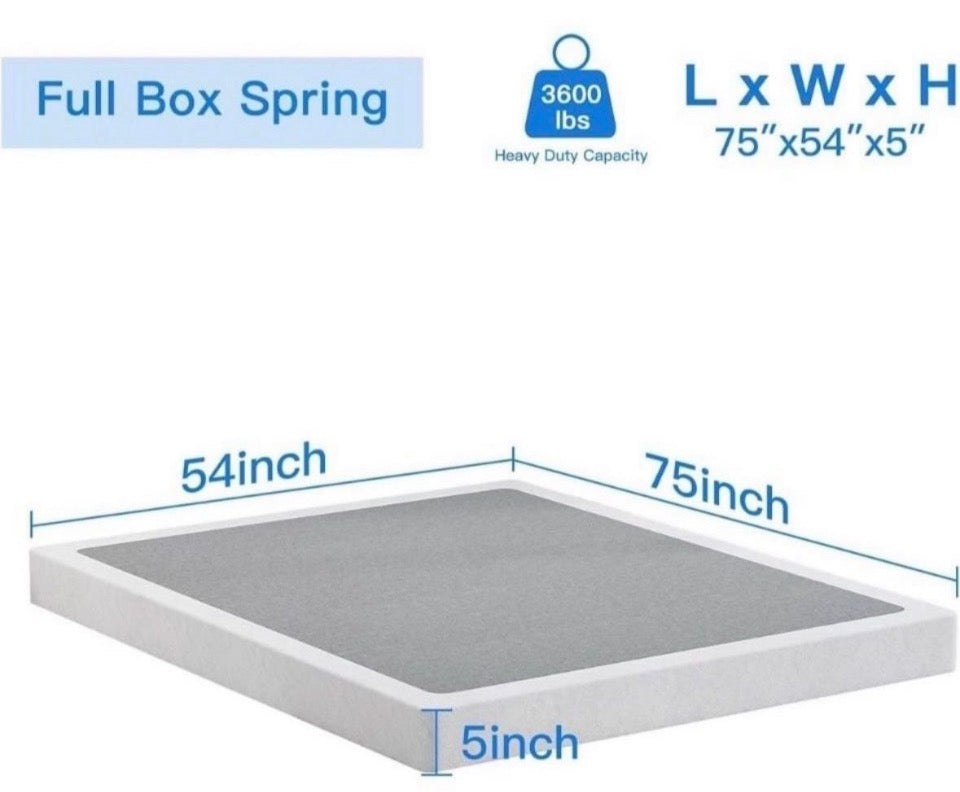 Open Box UOMEUR Full Box Spring-5 Inch Box Spring for Low Profile Box Spring Full Size, 3500lbs Heavy Duty Metal Mattress Foundation Support