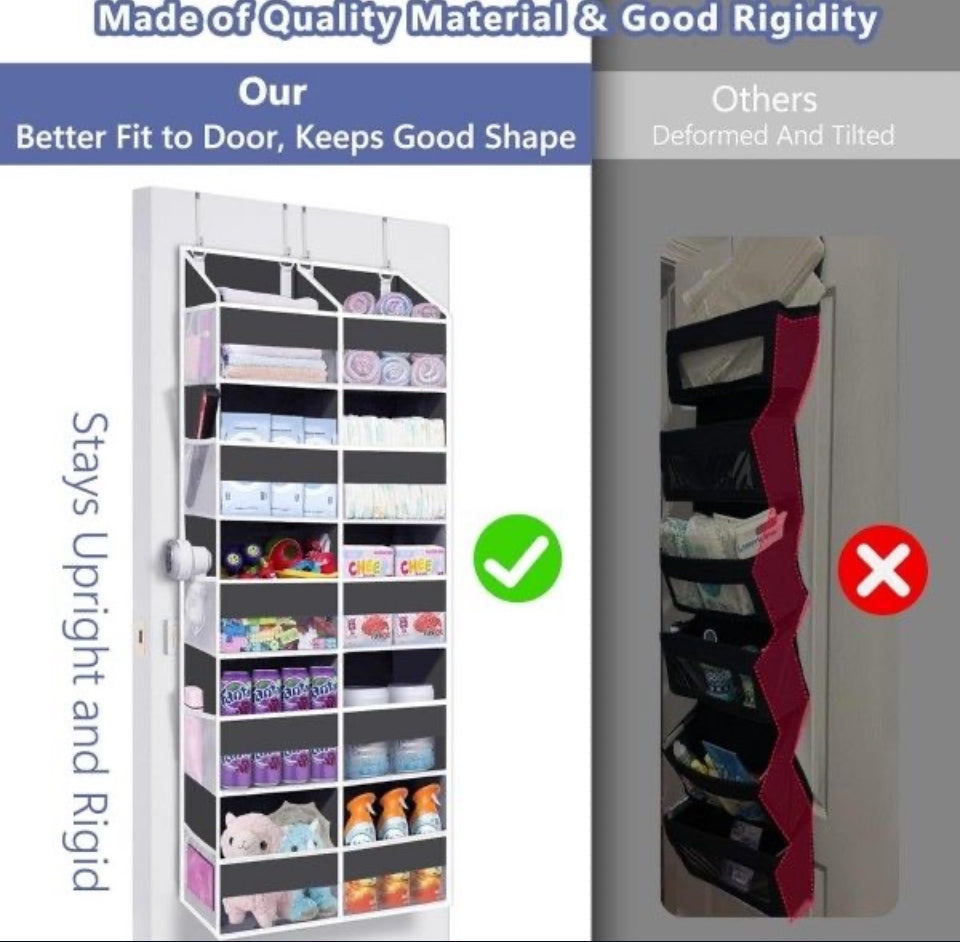 Brand New UVIAHOMI Heavy Duty Over The Door Organizer 5 Tiers, Extra Large Behind Door Storage of 10 Big Front & 10 Mesh Pockets, 80lb Weight Capacity
