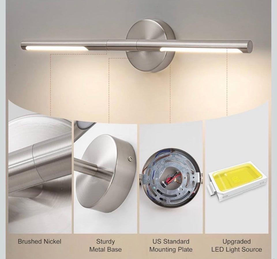 Open Box New LINSEEDS Brushed Nickel Bathroom Light Fixtures Over Mirror 24 Inch, 18W 360° Rotatable Dimmable 4000K LED Vanity Light Bar, Modern Bathr