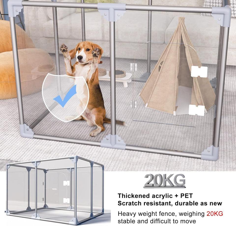 Open Box Swifthorse Acrylic Dog Playpen Dog Playpen Indoor Puppy Pen Pets Fence Puppies Cage10 Panels for Puppies Dog Play Pens for Dogs Indoor (8)