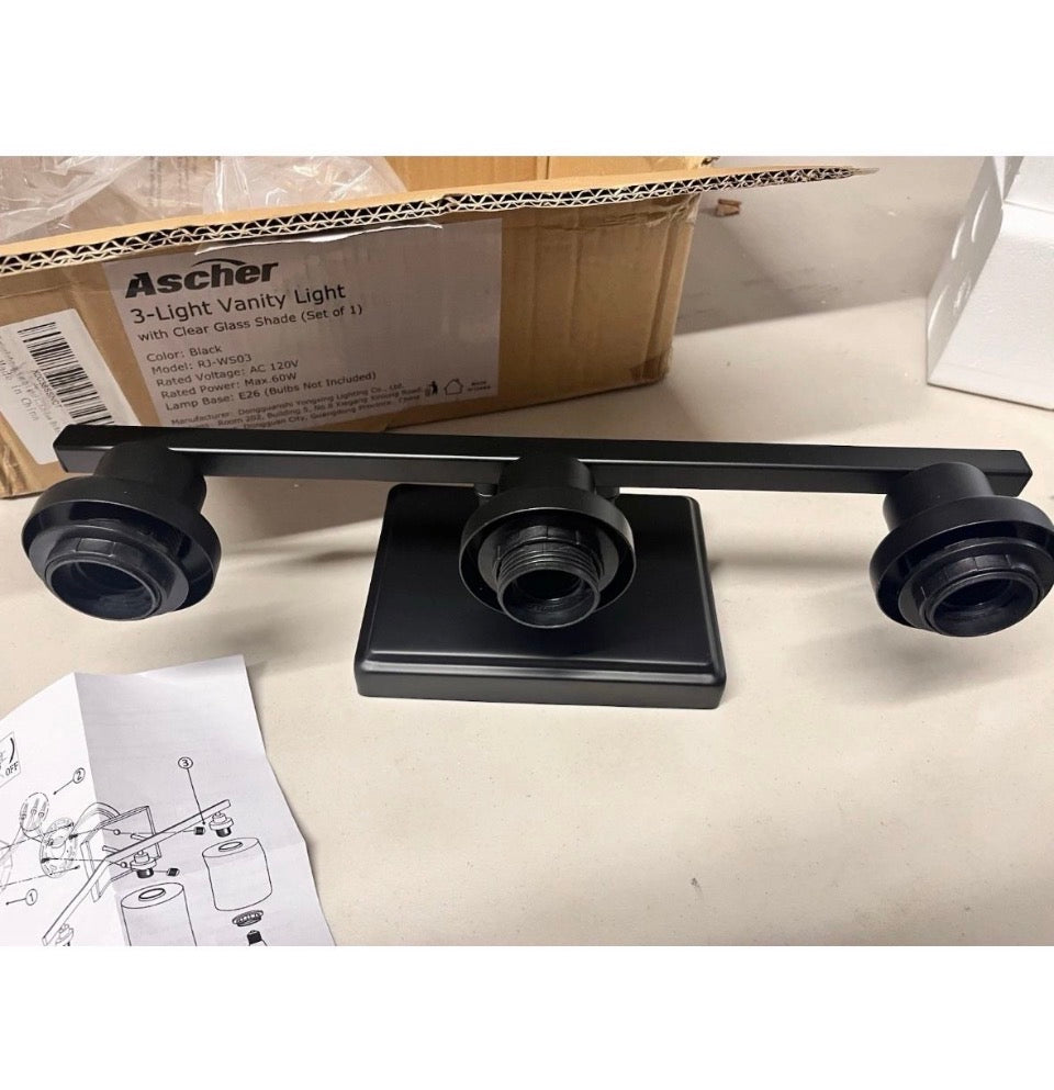 Open Box New Ascher Bathroom Vanity Light Fixtures, 3 Light Wall Sconces Lighting