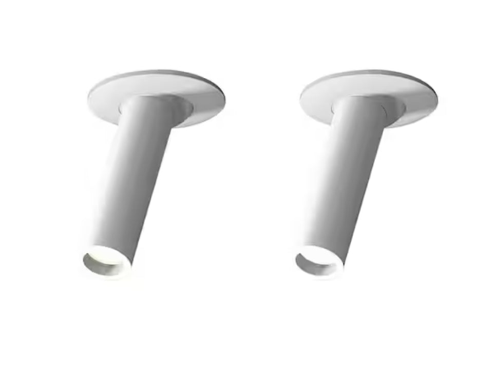 HUOKU Parroco White Integrated LED Fixed Track Gimbal Head, 2-piece set, cylinder design.