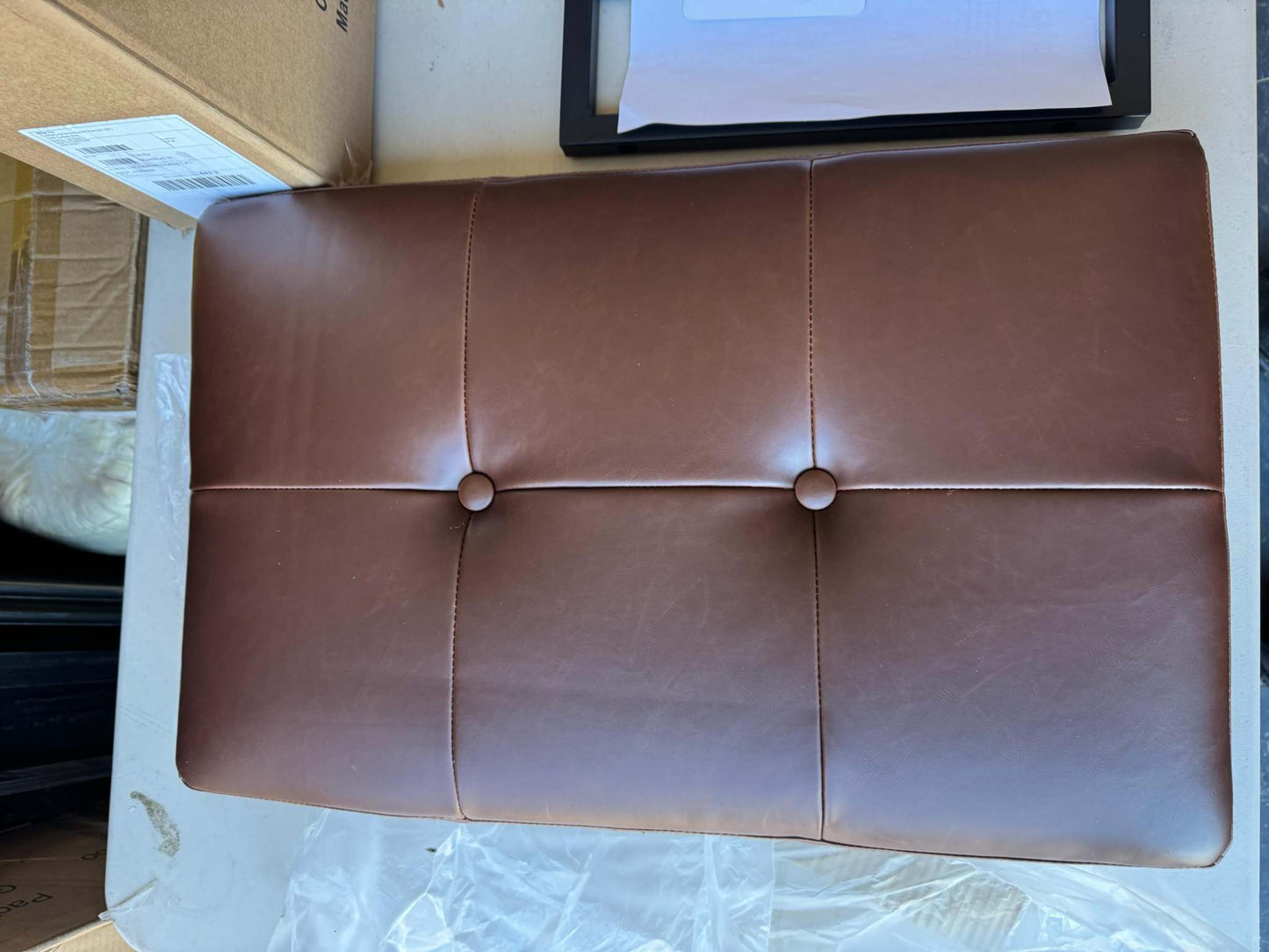 Glitzhome Modern Coffee Thick Leatherette Accent Stool