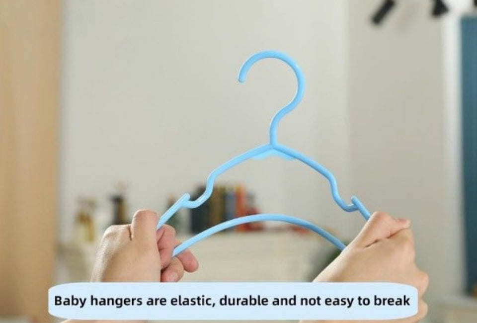 Open Box VIIBASE 120-Piece White Plastic Baby Nursery Closet Hangers, Anti-Slip Laundry Infant Pant Hanger for Newborn Clothes Gift, Ultra-Thin Hanger