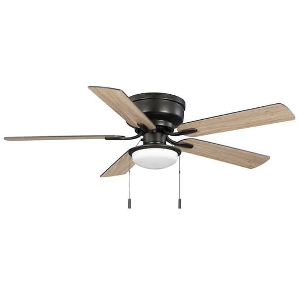 Open Box Hampton Bay Colton 52 in. Indoor Flat Bronze Low Profile Ceiling Fan with Light Kit and Bright White LED Bulbs Included