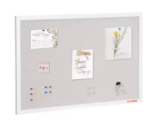 NEW VEVOR 36 in. L x 24 in. W White Cork Board with Linen Surface - Stylish Wall-Mounted Bulletin Board for Home, School, Office