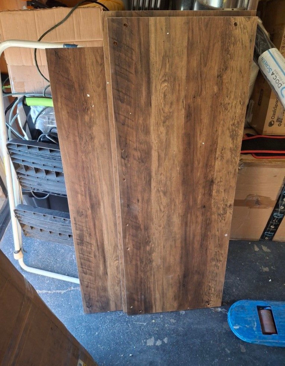 Open Box New BYBLIGHT Kearsten Brown 46.5 in. Bar Cabinet, L-Shaped Home Bar Table with Stemware Racks, 4-Tier Corner Bar Unit for Home Pub