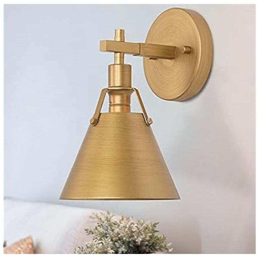 Gepow Gold Wall Sconce, antique light fixture, vintage elegant design for bedroom or bathroom.