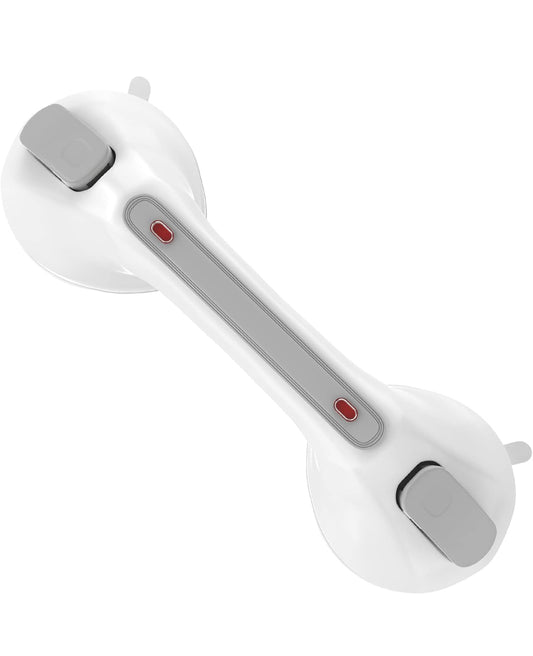 Open Box "Zepolu Suction Cups Grab Bar 12 Inch, Zepolu Anti-Slip Bathroom Grab Bar Safety Balance Handrail, Handicap Elderly Senior Injury Disable Vacuum Suction Assist Shower Handle (1.25"" Diameter, Gray)"