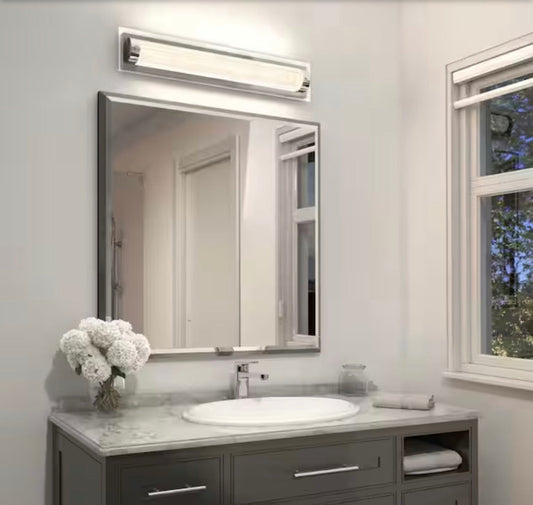 Artika Glamour 27 in. chrome LED vanity light bar with adjustable color temperature and modern design