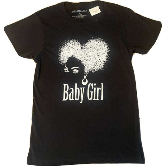 Baby Girl Tshirt black with white graphic and text design new with tags
