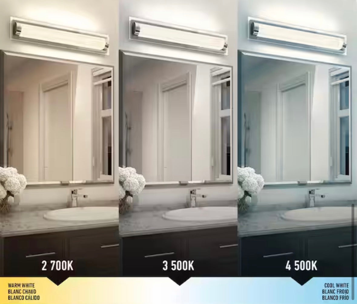 Artika Glamour 27 in. 1-Light Chrome Modern Integrated LED 3 CCT Vanity Light Bar for Bathroom