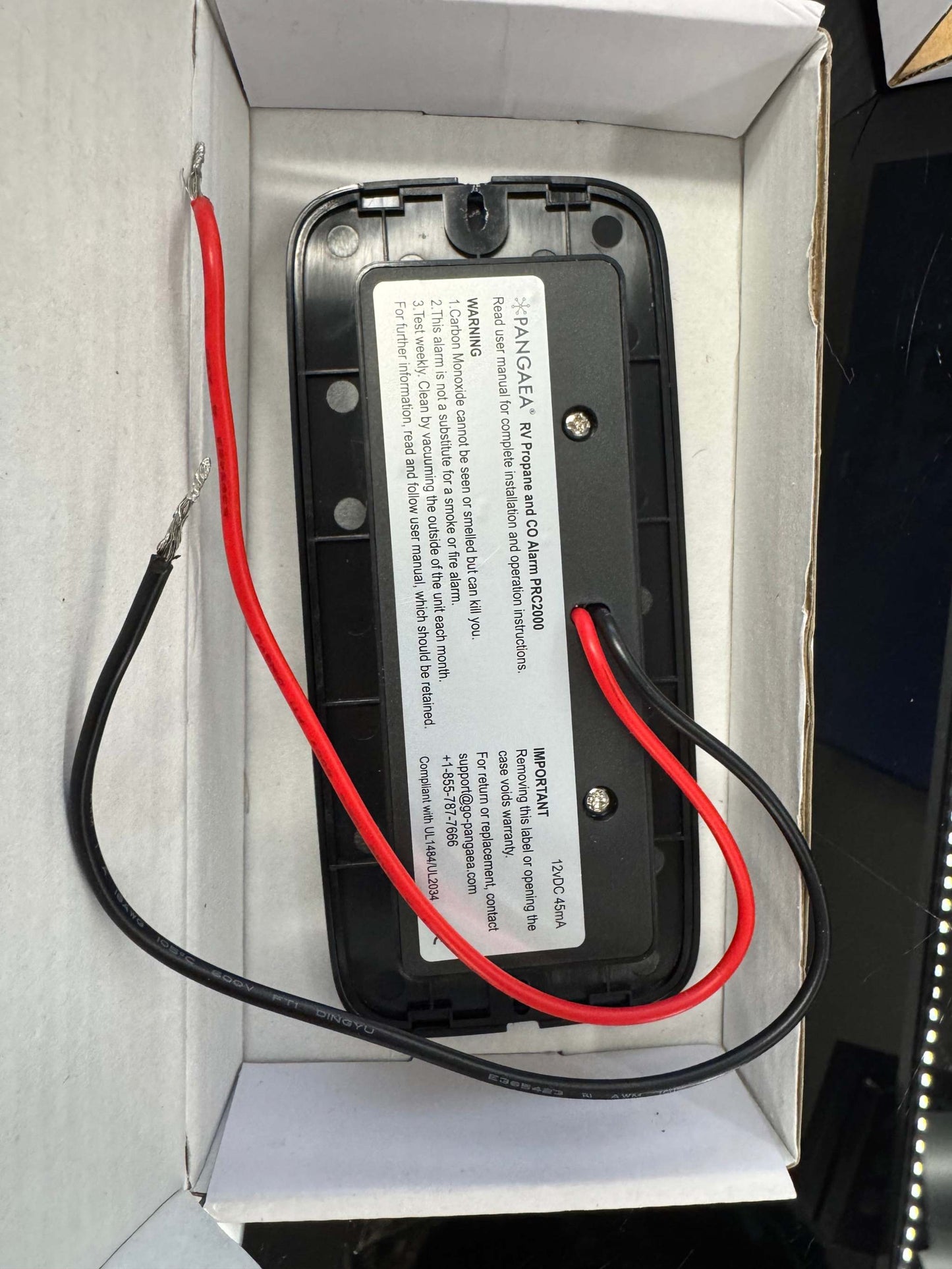 PANGAEA RV Carbon Monoxide & Propane Dual Gas Detector - Hard-Wired DC 12V, Large LCD Display, 85dB Loud Alarm, Easy Reset/Test Button - Ultimate Safety for Your Adventures (Flush Mount - Black