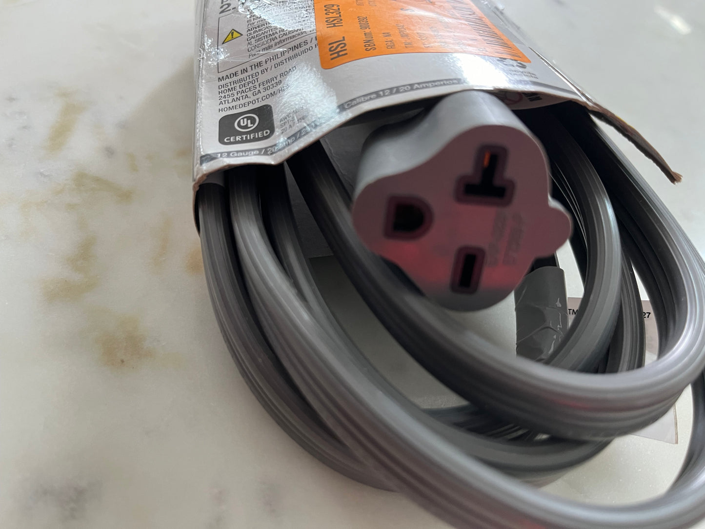 HDX 9 ft. 12/3 20 Amp 250-Volt Air Conditioner Extension Cord, Grey