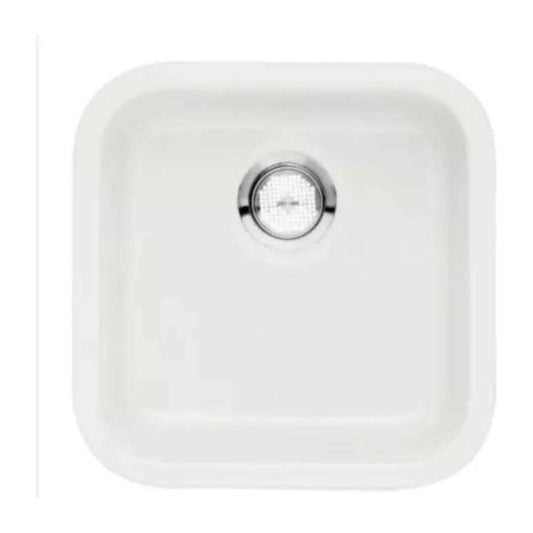 White Blanco 518542 Cerana bar bowl sink in fireclay with contemporary design.