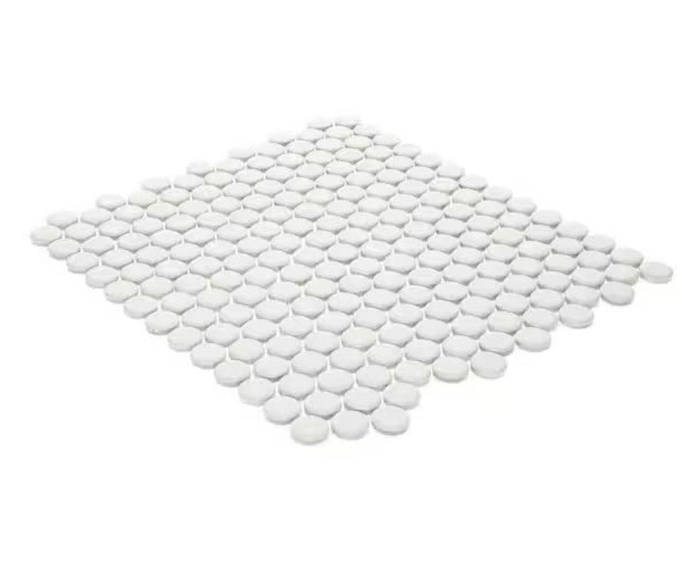 Open Box Daltile Restore Satin White 10 in. x 11 in. Glazed Ceramic Penny Round Mosaic Wall Tile (8.3 sq. ft./Case)