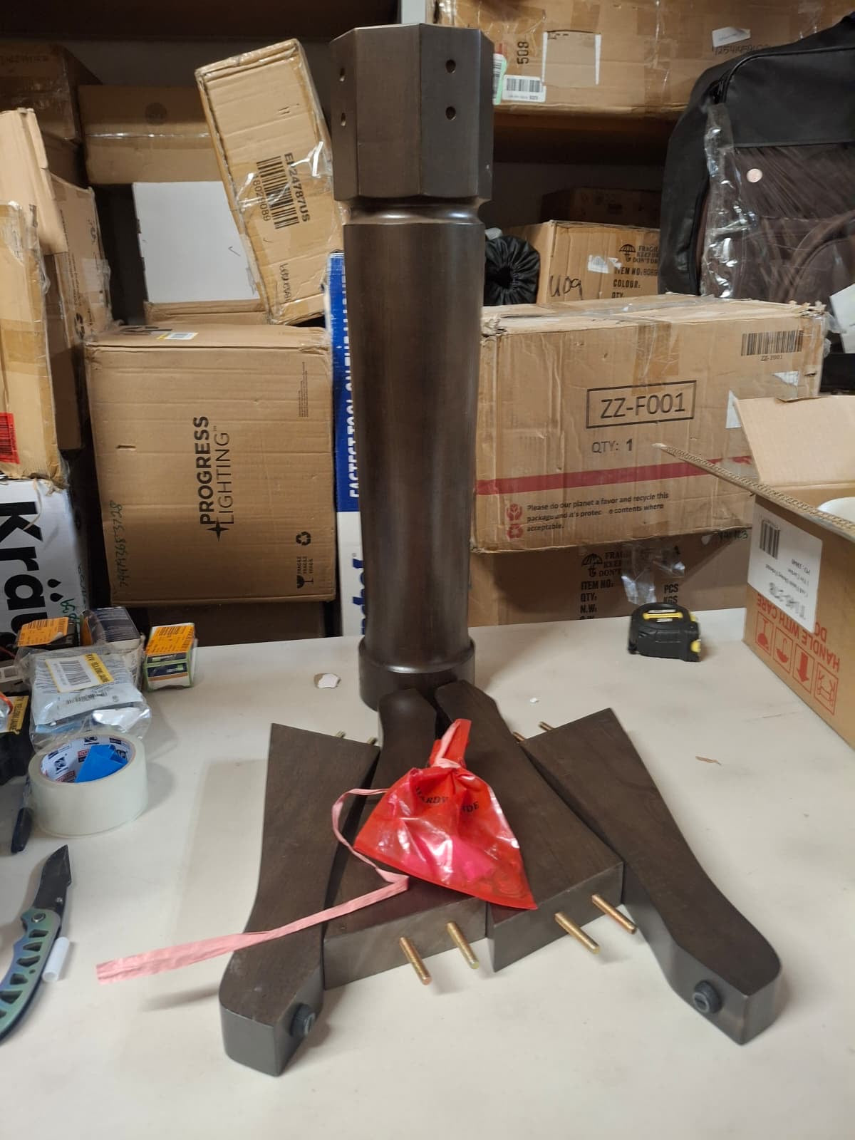 Open Box International Concepts Hickory/Coal 30 in. Round Top Solid Wood Counter Height Pedestal Dining Table - Seats 2