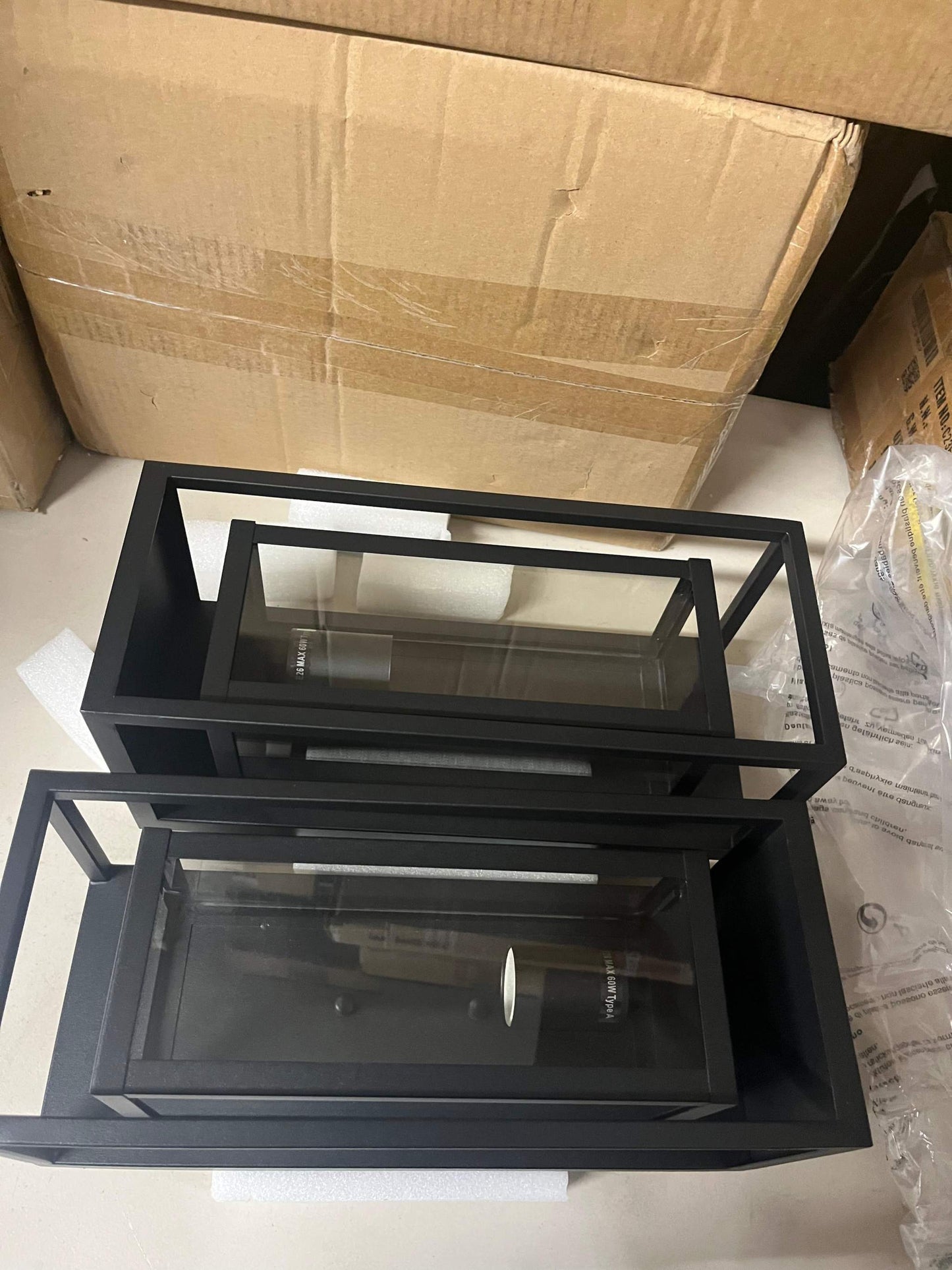 17  Stories Rasharkin Classic Outdoor Wall Sconce 1 Light Rectangular Metal Frame and Clear Glass Shade Waterproof (Set of 2)