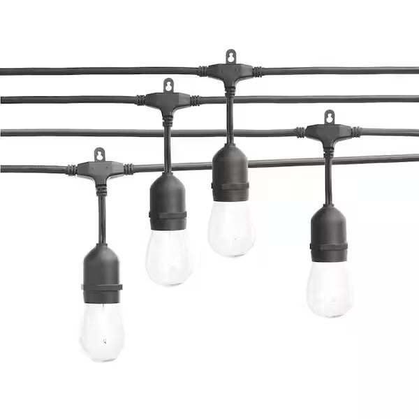 Open Box Hampton Bay 24-Light 48 ft. Plug-in Indoor/Outdoor Edison Patio String Light with S14 Single Filament LED Bulbs