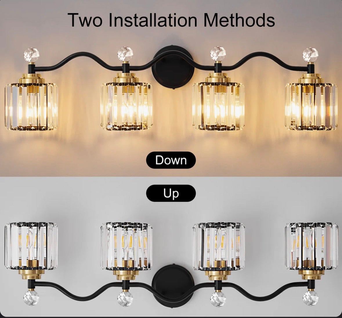 Mercer41 Emilion Dimmable Bathroom Vanity Light With Crystal Shade