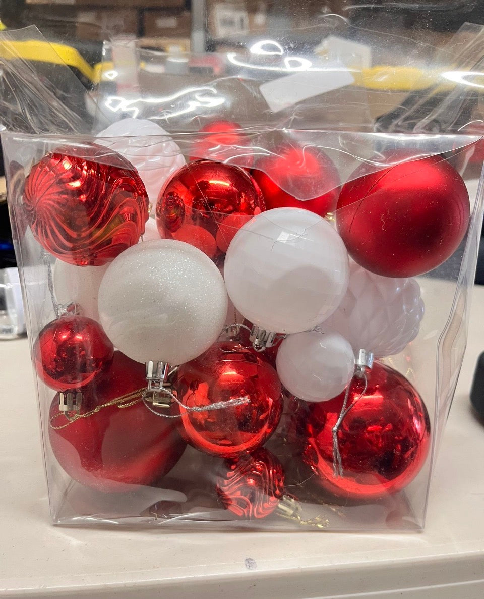 H Open Box Annecy Christmas Tree Ornaments - 36 PCS Shatterproof Christmas Ball Ornaments Set for Holiday, Wreath & Party Decorations (Multi-Size, Red,