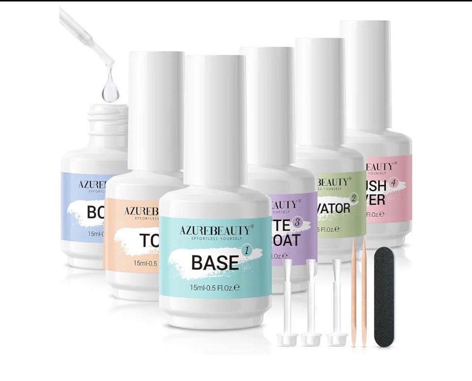 Brand New AZUREBEAUTY Dip Powder Liquid Set Bond, Base, Glossy Matte Top Coat, Activator,