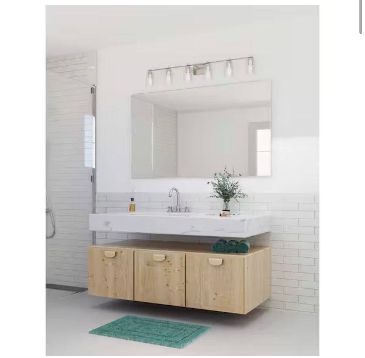 Progress Lighting Adley48.5 in. 6-Light Brushed Nickel with Clear Glass Shades New Traditional Bath Vanity Light for Bath