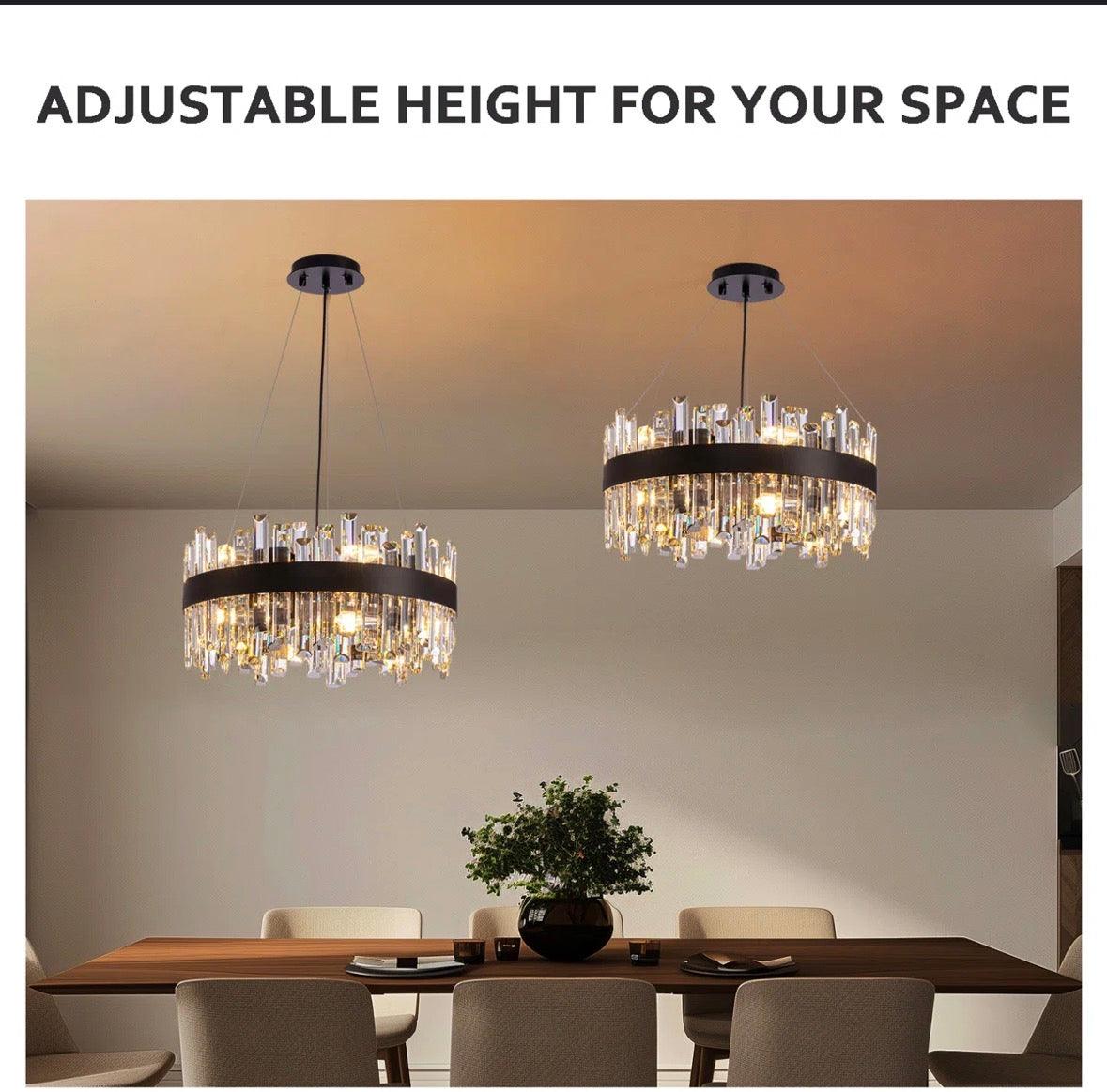 Everly Quinn Marais Dimmable Round K9 Crystal Ceiling Light Modern Chandeliers
