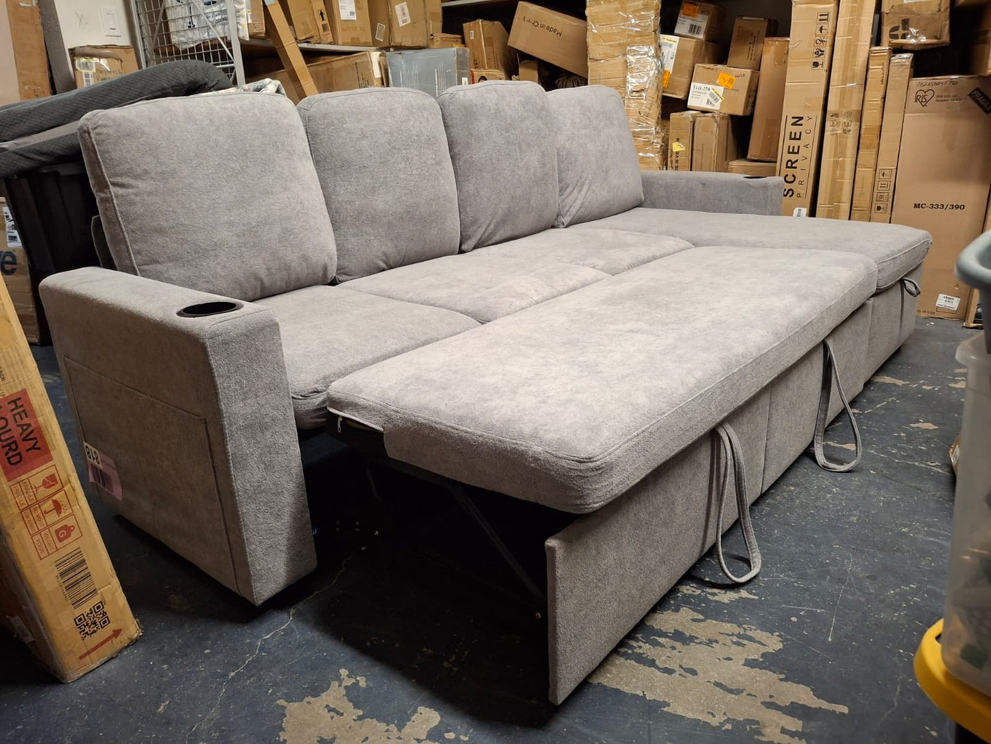 PRE-ASSEMBLED LATITUDE RUN Hatuner 100.5'' Upholstered Sleeper Sofa, L-Shaped Sofa Bed with Storage Chaise