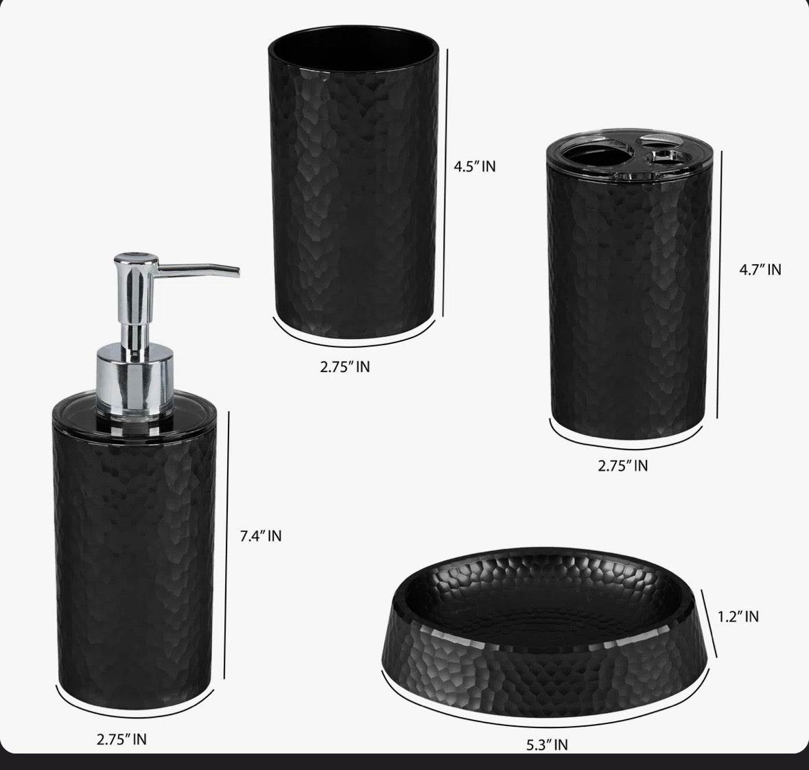 Ebern Designs Hammered Texture 4 Piece Bath Accessory Set