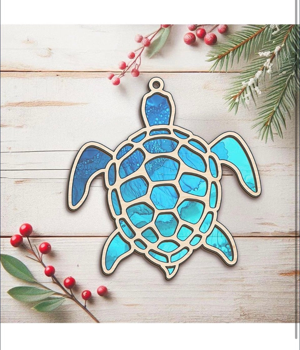 Open Box New FLAGWIX Sea Turtle Gifts for Women Men - Suncatcher Christmas Ornaments 2025 for Tree Decorations - Beach Gifts for Women Mom Animal Love