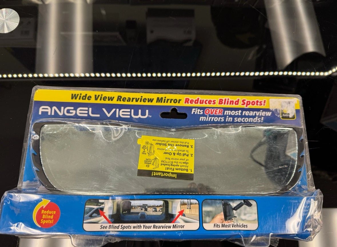 Angle View Wide-Angle Rearview Mirror, As Seen On TV Black Convex Car