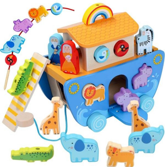 Brand New Tooysea Wooden Noah's Ark Toy with Animal Shape Sorter, Baptism Gifts for 1 2 3 4 Years Old, Montessori Toys for Toddlers, Baptism Gifts for
