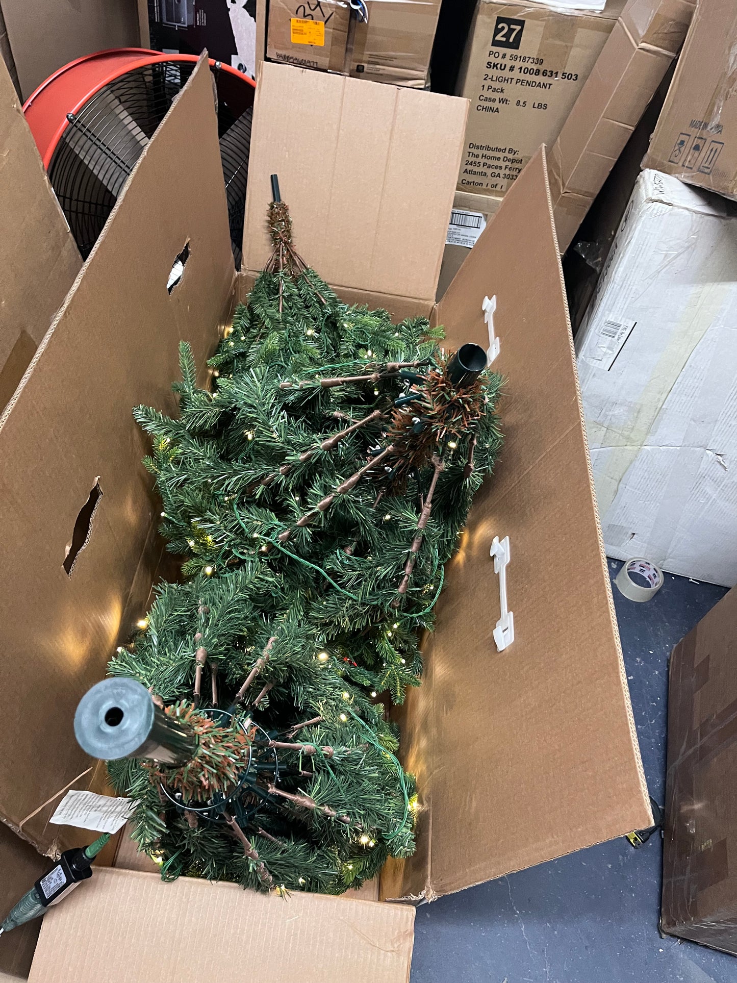 Canora Grey 7.5Ft Pre-Lit Green Full Artificial Pine Christmas Tree with Metal Stand