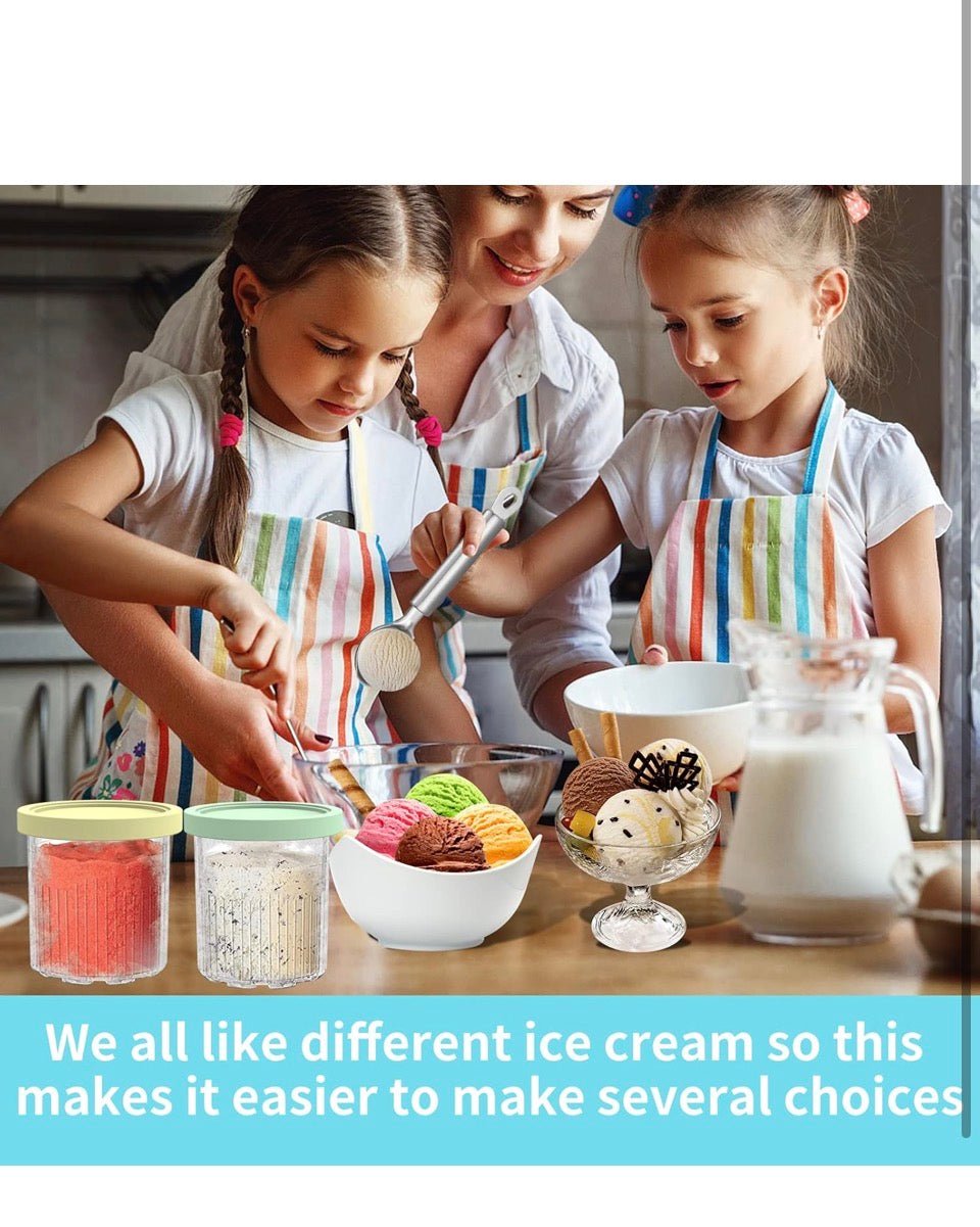 Open Box New YUSFJK Replacement for Ninja Creami Pints and Lids, 4 Pack NC501, Compatible with Ninja NC501 NC500 Series Creami Deluxe ice Cream Makers