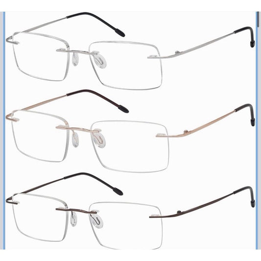 Eyekepper 3-pack rimless metal reading glasses for men with rectangle frameless design