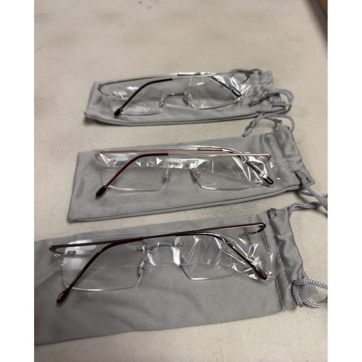 Eyekepper 3-Pack Rimless Metal Reading Glasses For Men - Rectangle Frameless