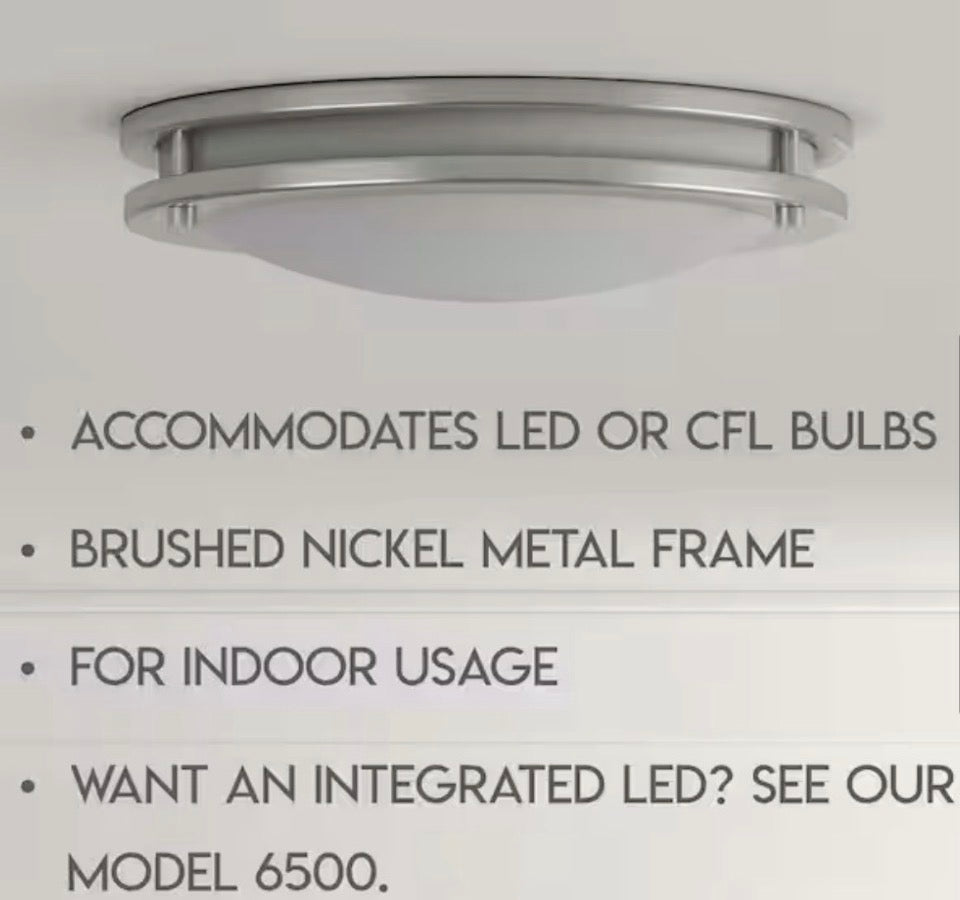 OPEN BOX NEW Saturn 2-Light Brushed Nickel Flush Mount
