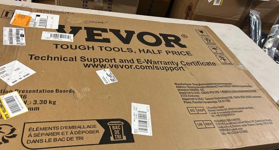 NEW VEVOR 36 in. L x 24 in. W White Cork Board with Linen Surface - Stylish Wall-Mounted Bulletin Board for Home, School, Office